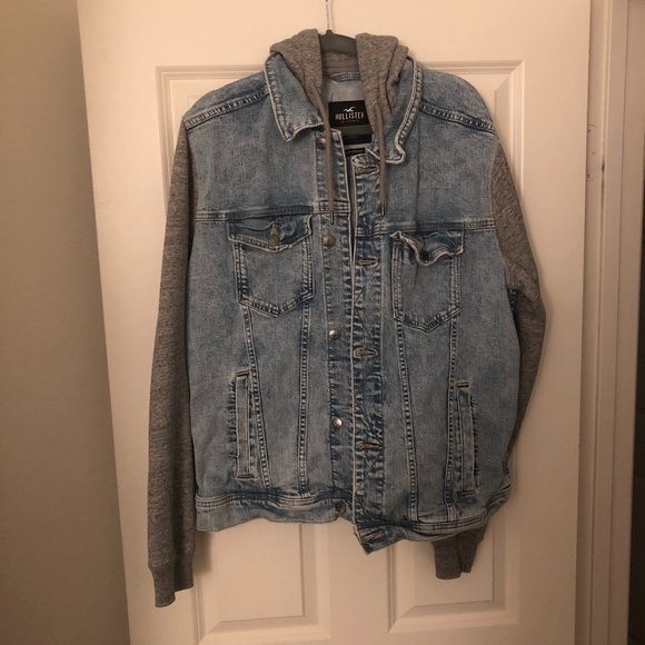 Mens Hollister Denim Jacket Hoodie 
